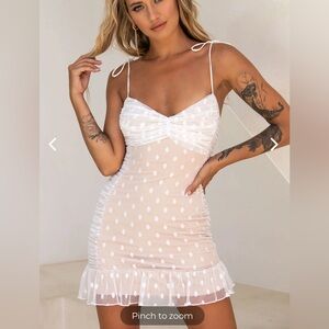 Ruched Polka Dot Mini Dress